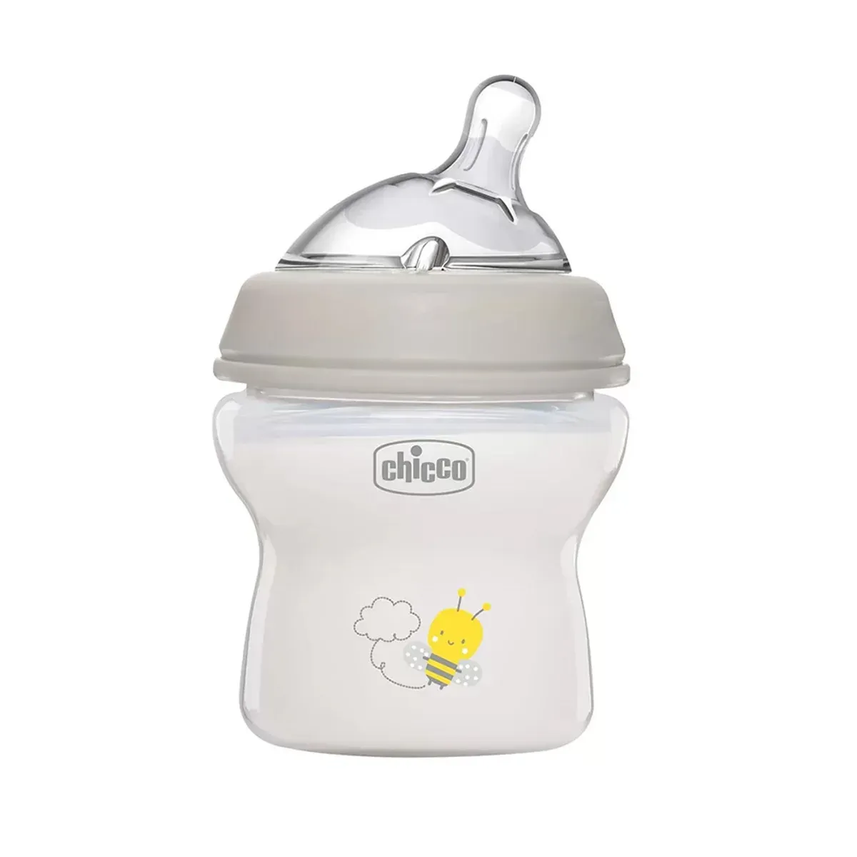 شیشه شیر چیکو NaturalFeeling ظرفیت 150 میلی‌لیتر رنگ خاکستری روشن با طرح زنبور