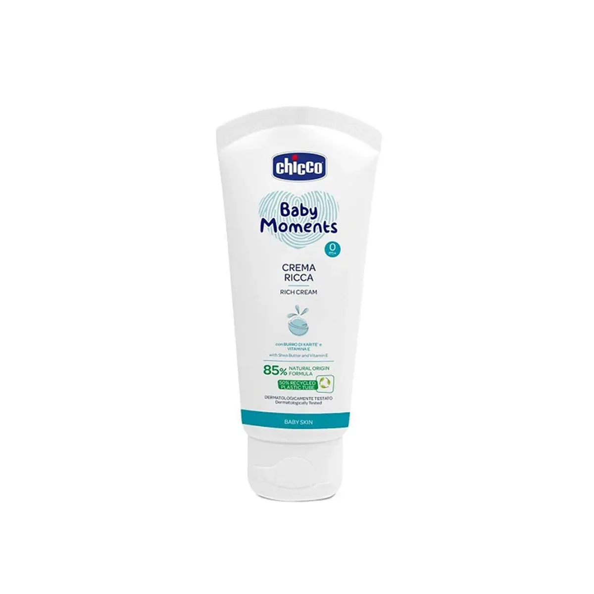 تیوپ سفید کرم Crema Ricca چیکو Baby Moments 100 میلی‌لیتر، نمای روبه‌رو
