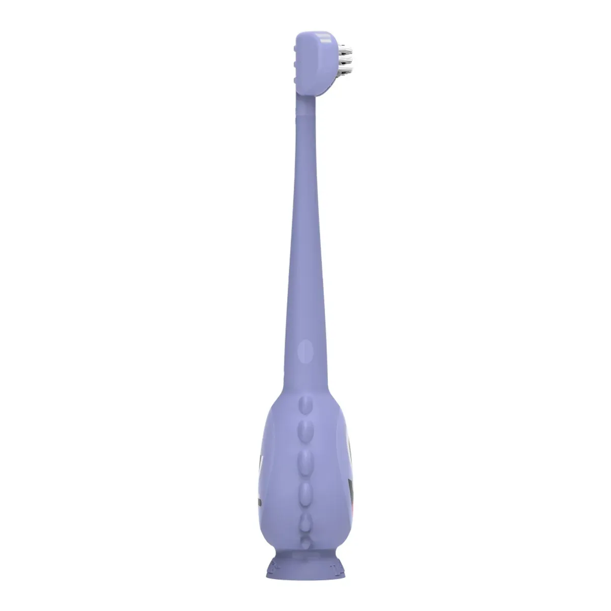 مسواک نوپای ToothScrubber دکتر براونز بنفش، نمای کنار با سر سه‌وجهی و پایه‌ی مکنده