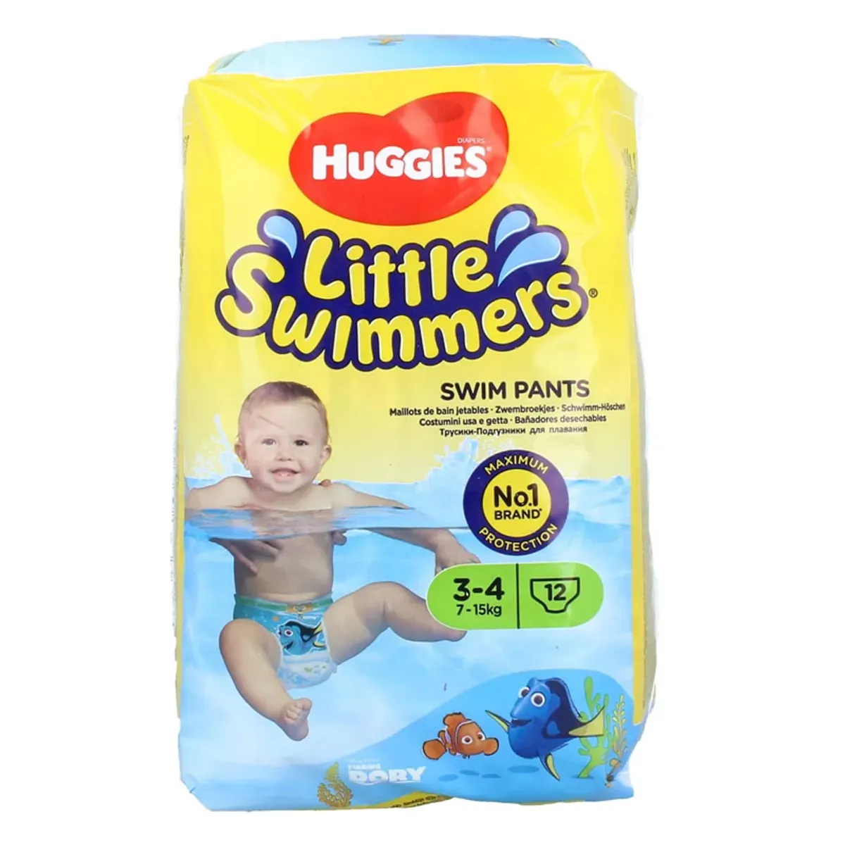 بسته‌ی 12 عددی پوشک شنای هاگیز Little Swimmers سایز 3-4 برای 7 تا 15 کیلوگرم