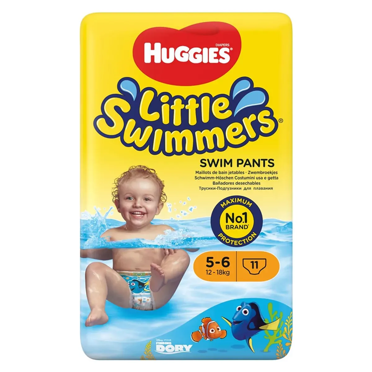 بسته‌ی 11 عددی پوشک شنای هاگیز Little Swimmers سایز 5-6 برای 12 تا 18 کیلوگرم