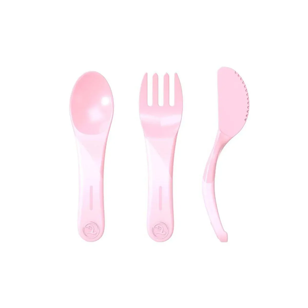 ست قاشق، چنگال و کارد تویست شیک Learn Cutlery رنگ صورتی روشن، نمای روبه‌رو