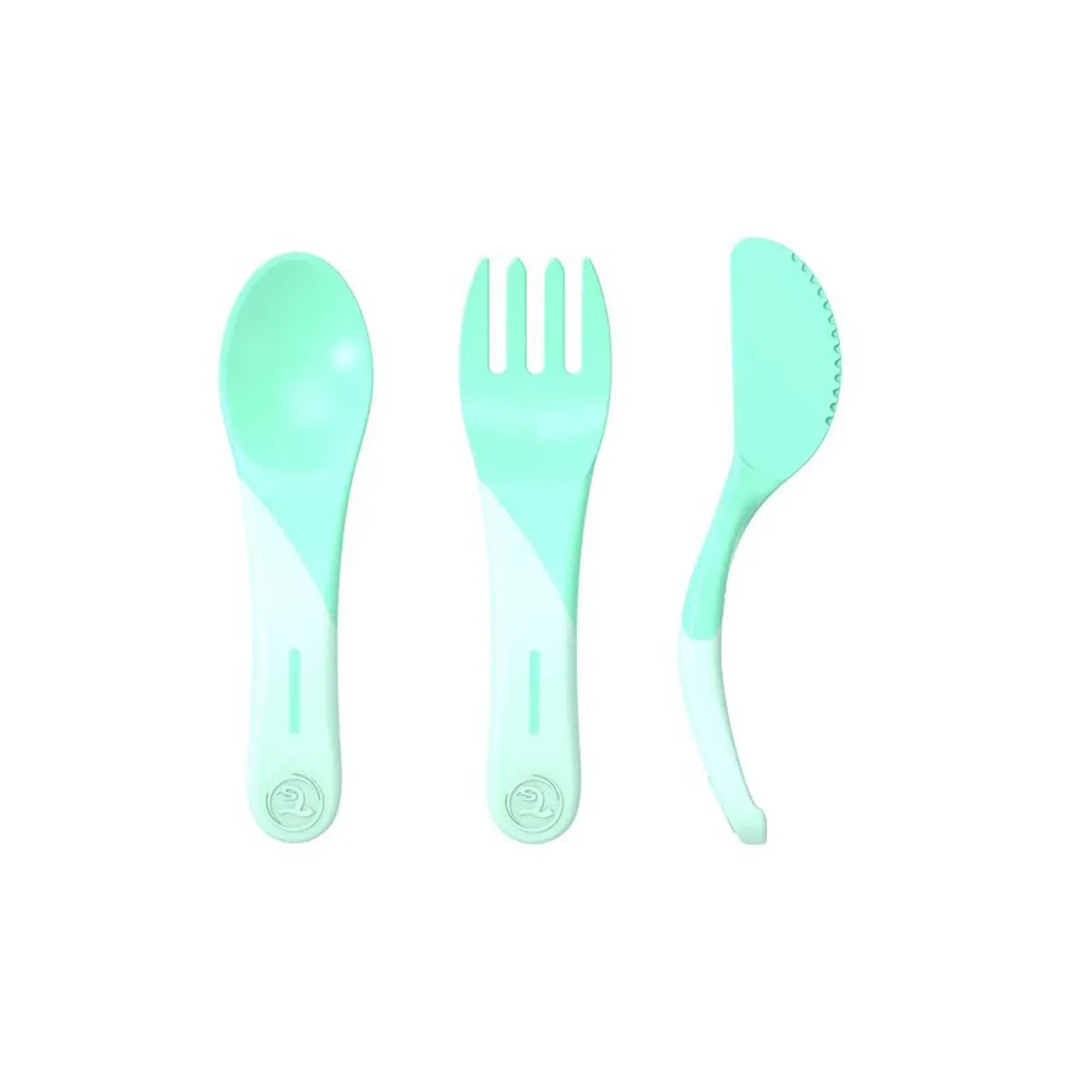 ست قاشق، چنگال و کارد تویست شیک Learn Cutlery رنگ سبز نعنایی، نمای روبه‌رو